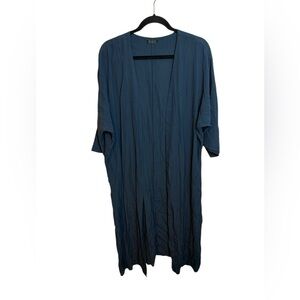 Haight Deep Teal Short Sleeve Long Line Open Front Duster Cardugan